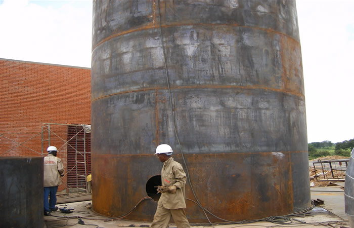 Raw water tank fabrication in progress